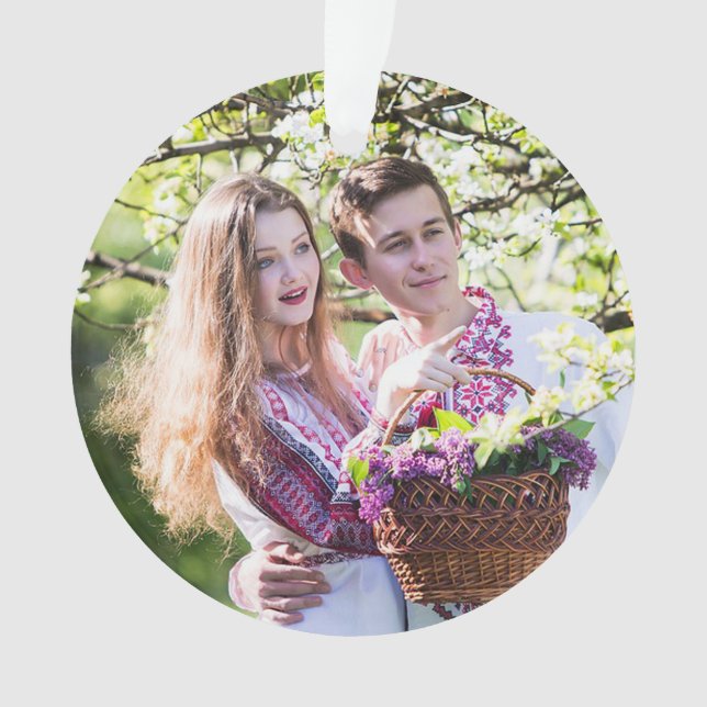 Casal Romântico de Enfeites de natal Fotográfico (Frente)