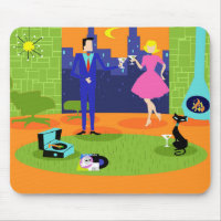 Casal romântico retro Mousepad da noite