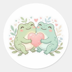 Casal Sapo Adesivo Fofo Dois Sapos Amor Coração Ro