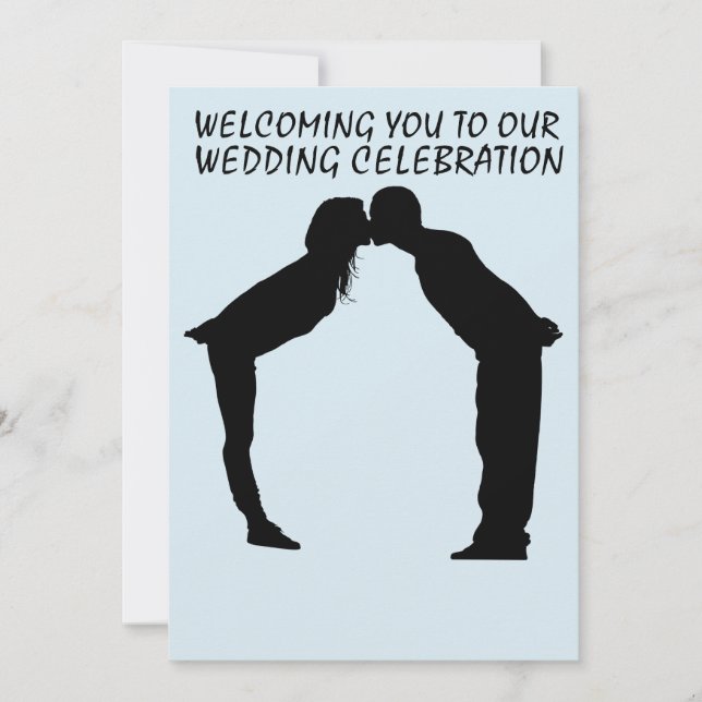 Casal SILHOUETTE DE BEIJO DE CONVITE DE CASAMENTO (Frente)