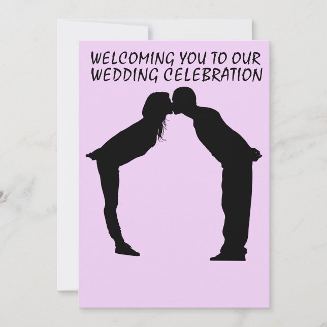 Casal SILHOUETTE DE BEIJO DE CONVITE DE CASAMENTO (Frente)