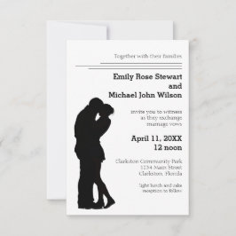 Casal Silhueta Moderna - Convite de Casamento 3x5