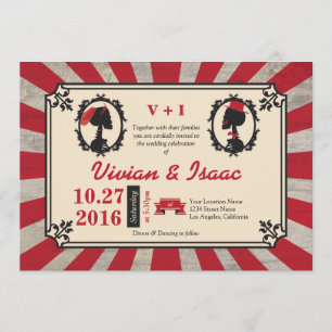 Casal Steampunk Cameo - Convites Vermelhos Desbati