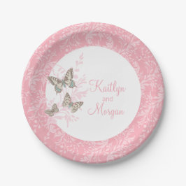 Casamento 3 borboletas de tinta prato de papel bra