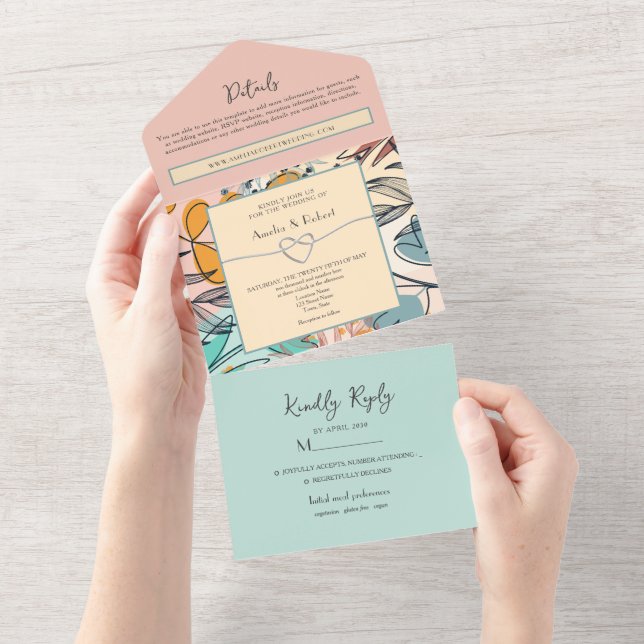 Casamento Abstrato Boho Pastel (Aba destacável)