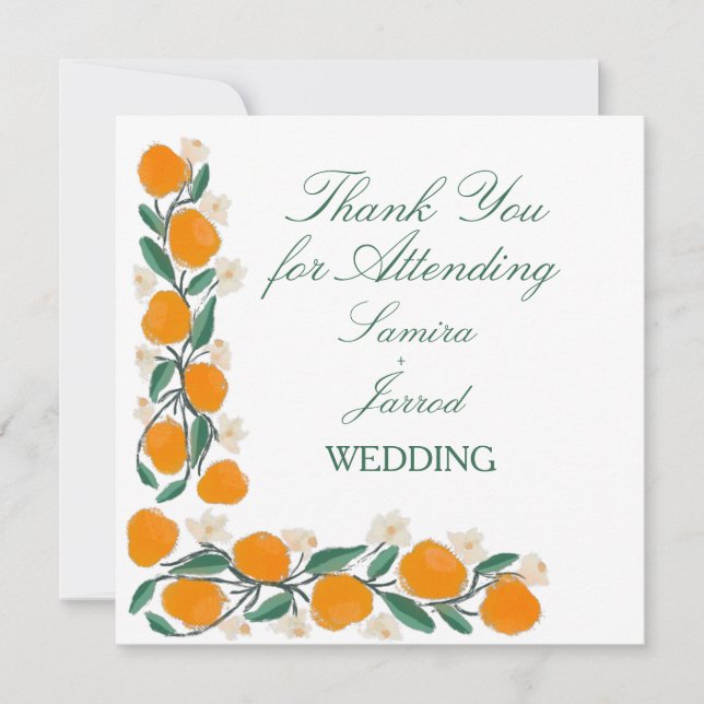 Casamento Abstrato Botânico de Laranja Desenhado à (Frente)