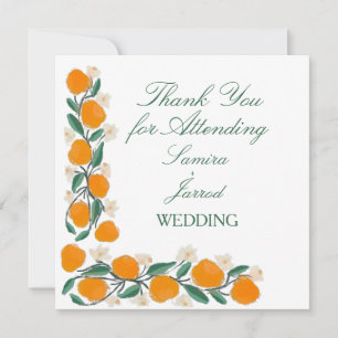 Casamento Abstrato Botânico de Laranja Desenhado à