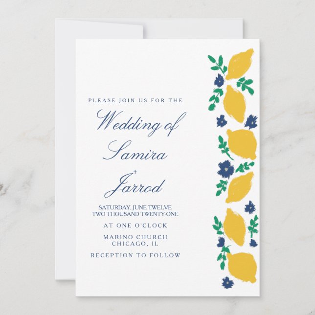 Casamento Abstrato Botânico de Limão Desenhado à M (Frente)