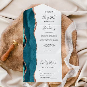Casamento Ágata Azul Teal Dourado Moderno