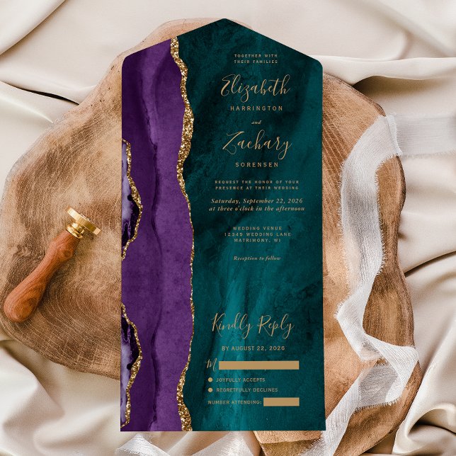Casamento Ágata Dourado Roxo Moderno (Criador carregado)