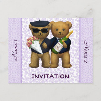Casamento alegre - convite - lilac dos ursos de