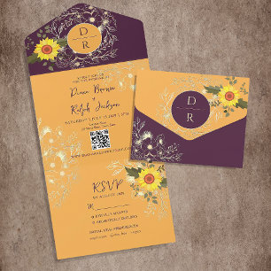 Casamento Amarelo e Roxo de Girassóis