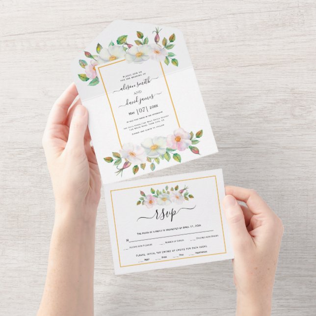 Casamento amarelo-floral com rosa de cão branco-ro (Aba destacável)