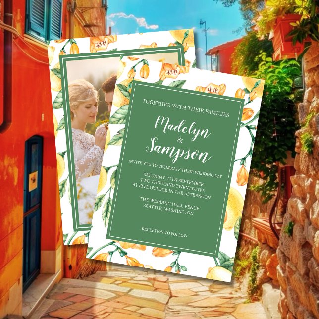 Casamento amarelo-limão-limão-limão Convite (Criador carregado)