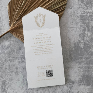 Casamento Antiquado Branco Dourado do Código QR DA