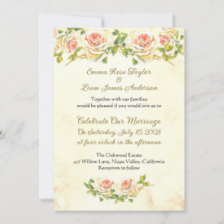Casamento Antiquado de Rosa 5 x 7 Convite I