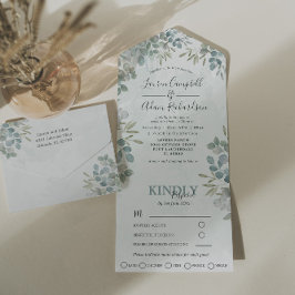 Casamento Aquarela Verde Sálvia Eucalipto Folhagem