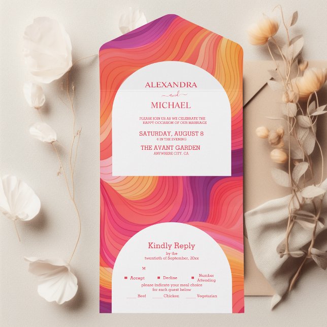 Casamento Arco Groovy Retro Rosa e Laranja (Criador carregado)