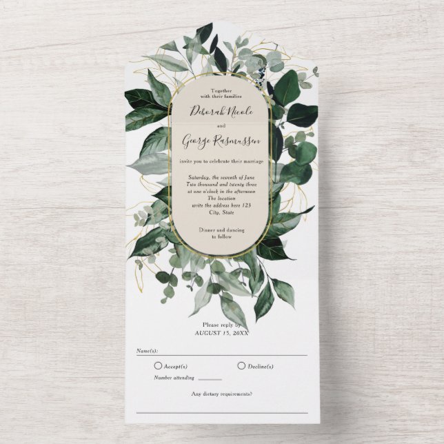 Casamento Arranjado de Watercolor Greenery Botanic (Interno)