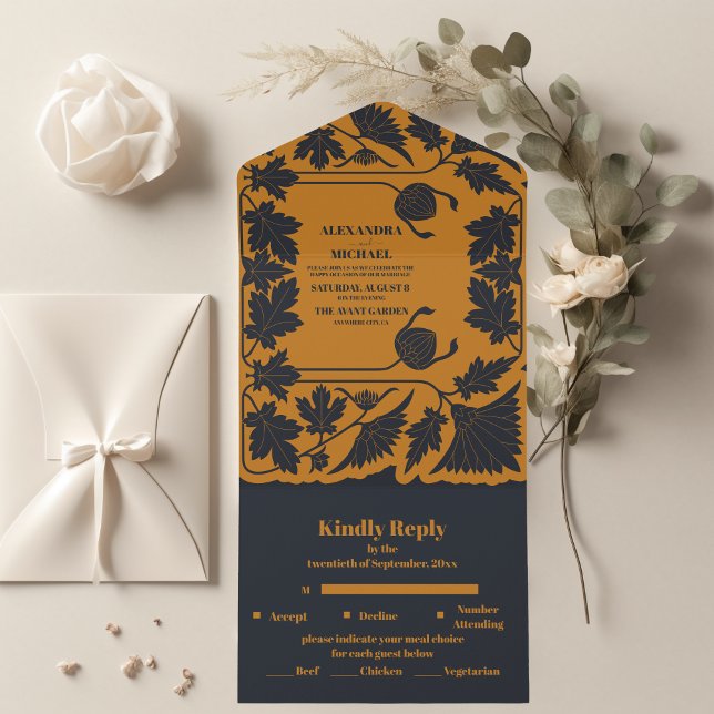Casamento Art Nouveau Azul Dourado (Criador carregado)