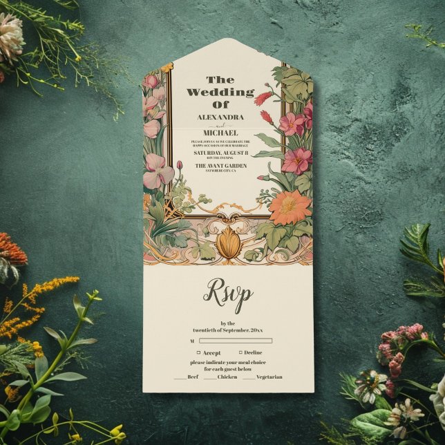 Casamento Art Nouveau Floral Vintage (Criador carregado)