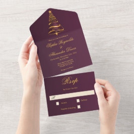 Casamento Árvore de Natal Dourada Minimalista com