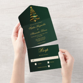 Casamento Árvore de Natal Dourada Minimalista com