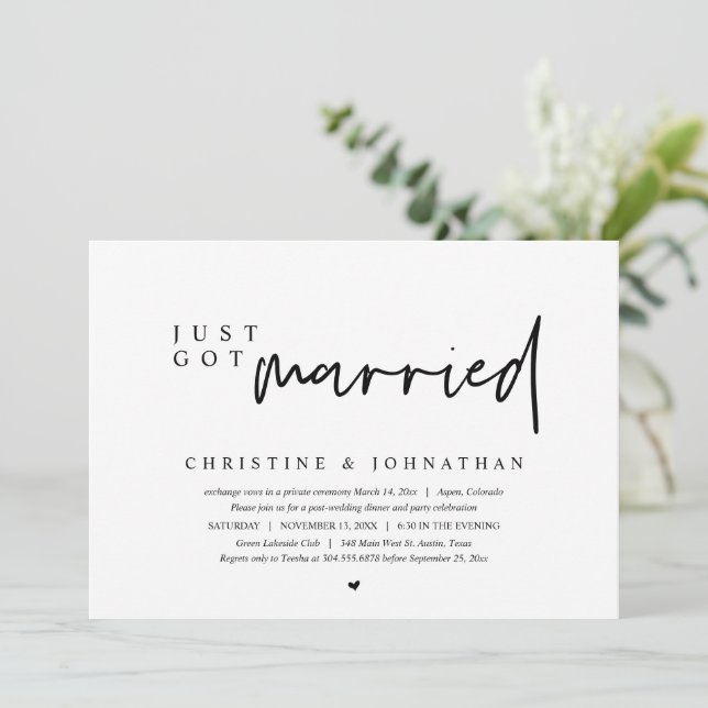 Casamento às Escuras, Convite de Recém-Casados (Em pé/Frente)