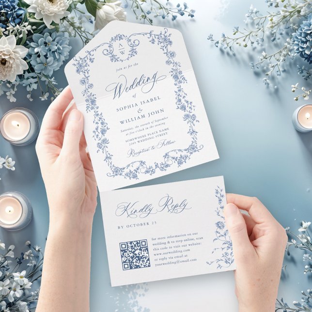 Casamento Azul com Grace Floral Dusty, Ornamentado (Criador carregado)