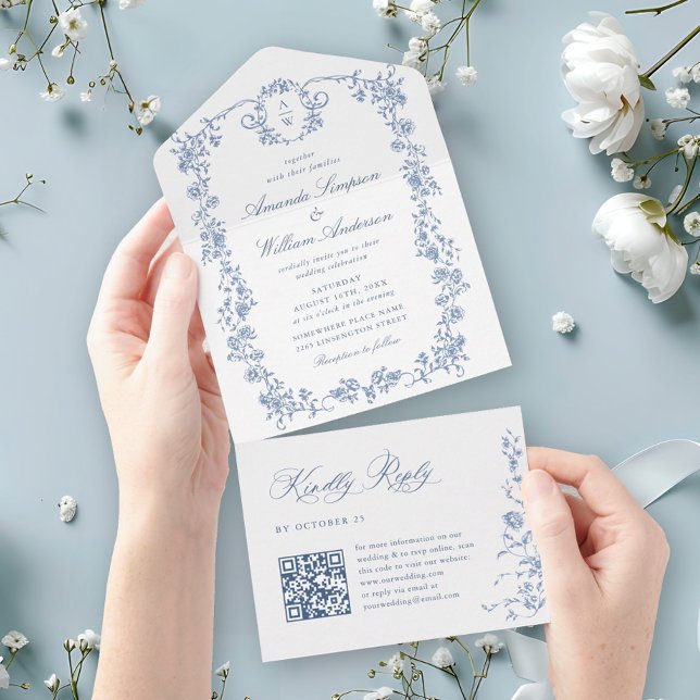Casamento Azul com Grace Floral Dusty, Ornamentado (Criador carregado)