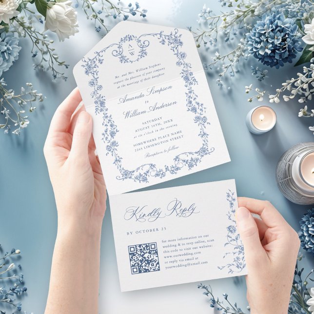 Casamento Azul com Grace Floral Dusty, Ornamentado (Criador carregado)