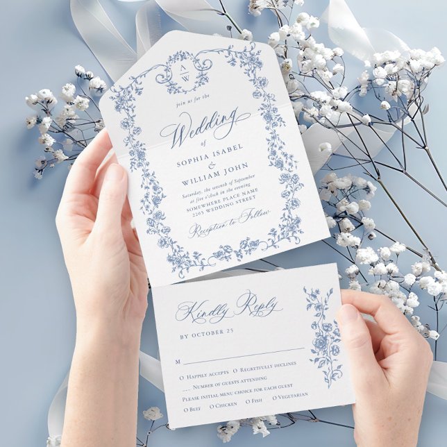 Casamento Azul com Grace Floral Dusty, Ornamentado (Criador carregado)