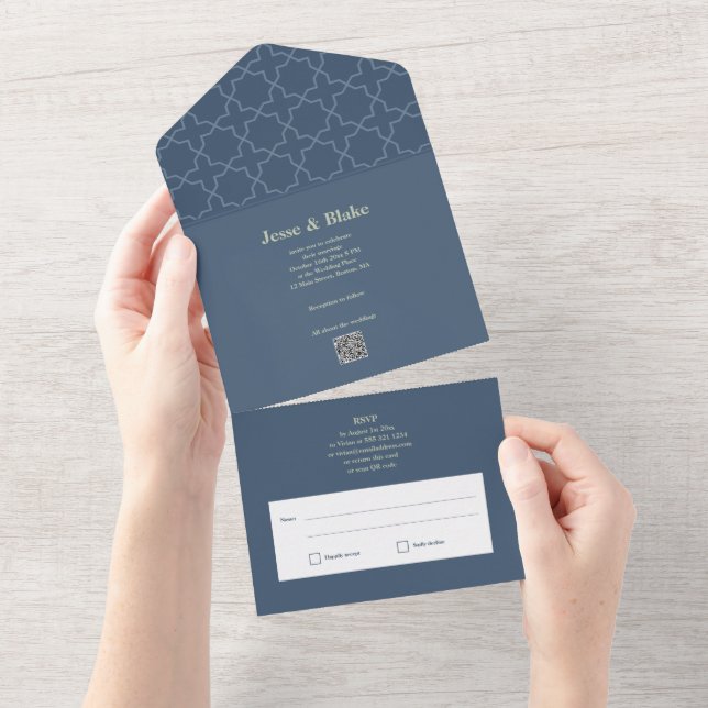 Casamento azul com Padrão de Laticework (Aba destacável)