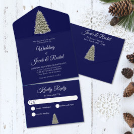 Casamento Azul Da Noite Da Árvore De Natal Elegant