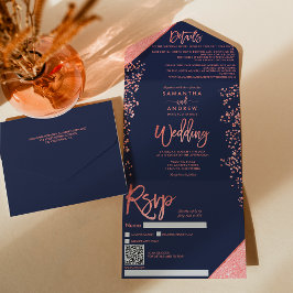 Casamento azul de marinho de confete com brilho de