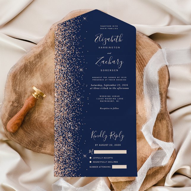 Casamento Azul de Marinho de Pêssego Moderno (Criador carregado)