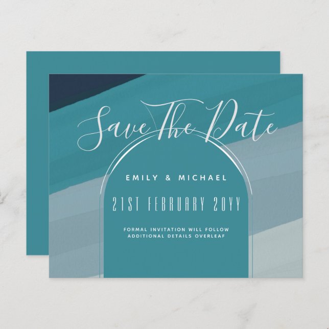 Casamento Azul De Peacock No Oceano de Vidro Moder (Frente/Verso)