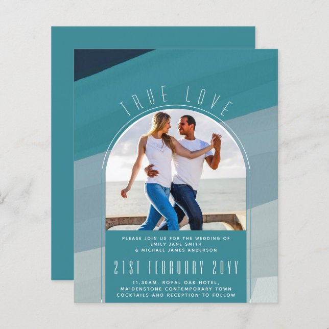 Casamento Azul De Peacock No Oceano de Vidro Moder (Frente/Verso)