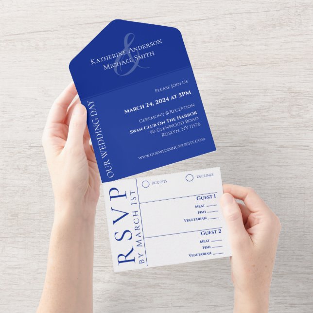 Casamento Azul e Branco Moderno- (Aba destacável)