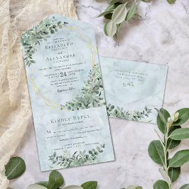 Casamento Azul Elegante Marble Eucalyptus Dusty