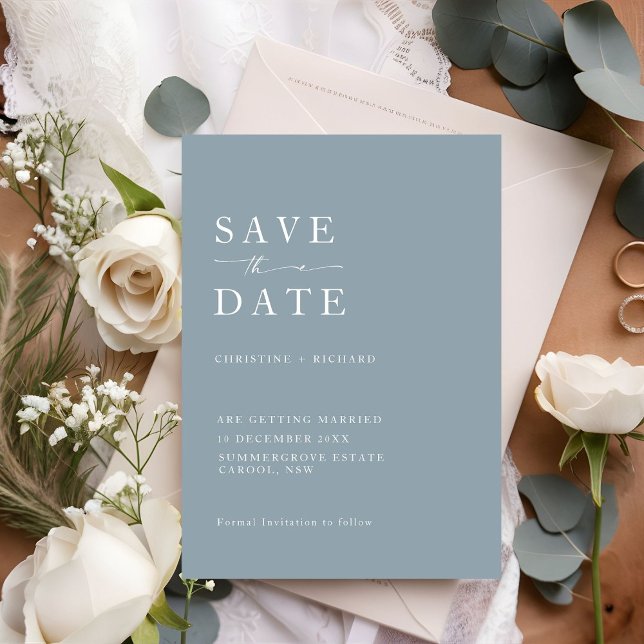 Casamento Azul Elegante Salve a Data (Criador carregado)