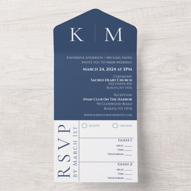Casamento Azul Escuro e Branco com Monograma- (Interno)
