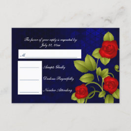 Casamento Azul Escuro e Rosa vermelha RSVP