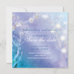 Casamento azul esmagador Elegante Salve o Cartão d