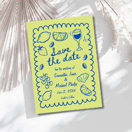 Casamento Azul Festivo à Beira-Mar - Salve a Data