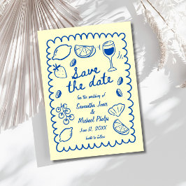 Casamento Azul Festivo à Beira-Mar - Salve a Data