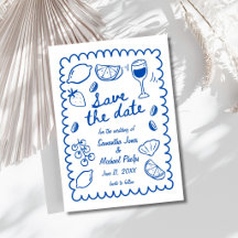 Casamento Azul Festivo à Beira-Mar - Salve a Data