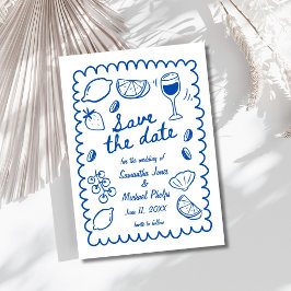 Casamento Azul Festivo à Beira-Mar - Salve a Data
