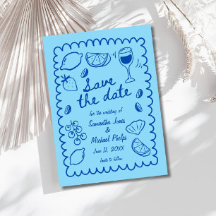 Casamento Azul Festivo à Beira-Mar - Salve a Data