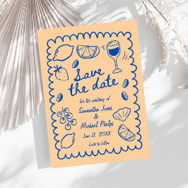 Casamento Azul Festivo à Beira-Mar - Salve a Data